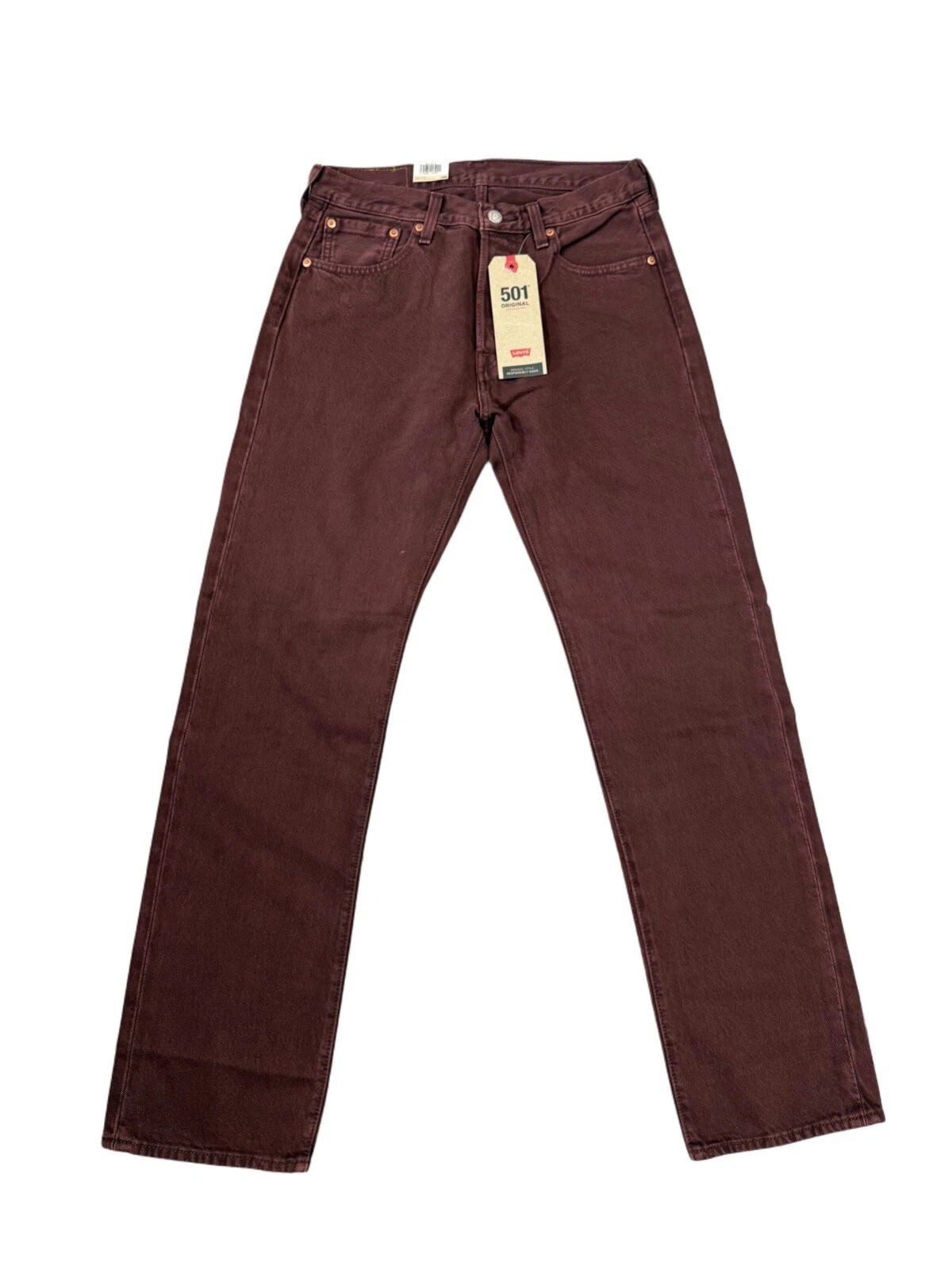 Levis 501 Jeans New Mens Original Button Fly Color Burgundy Maroon 005013218