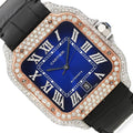 NEW 3.50TCW Natural Diamond Cartier Santos Large 40mm Pave Roman Blue Dial Men's