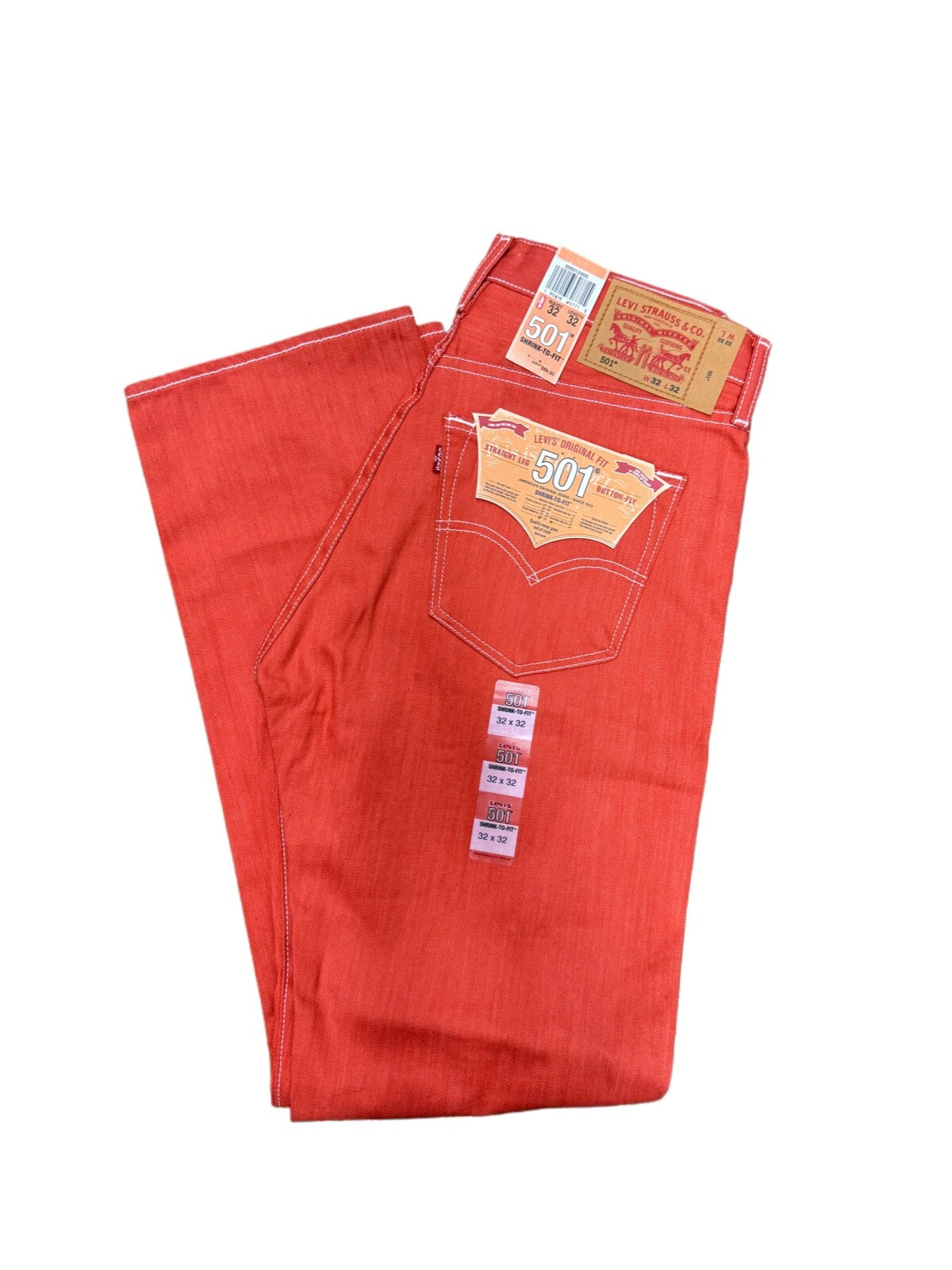 Levi's Men's 501 Shrink To Fit Original Fit Color Orange Red 005012405