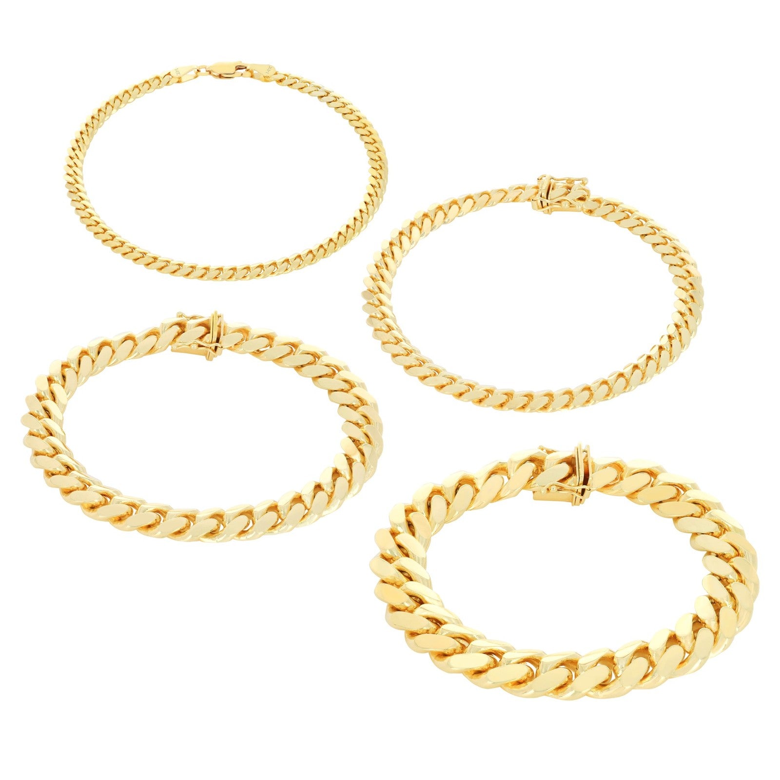 14K Yellow Gold Solid 2.7mm-11mm Miami Cuban Link Chain Necklace Bracelet 7"-30"