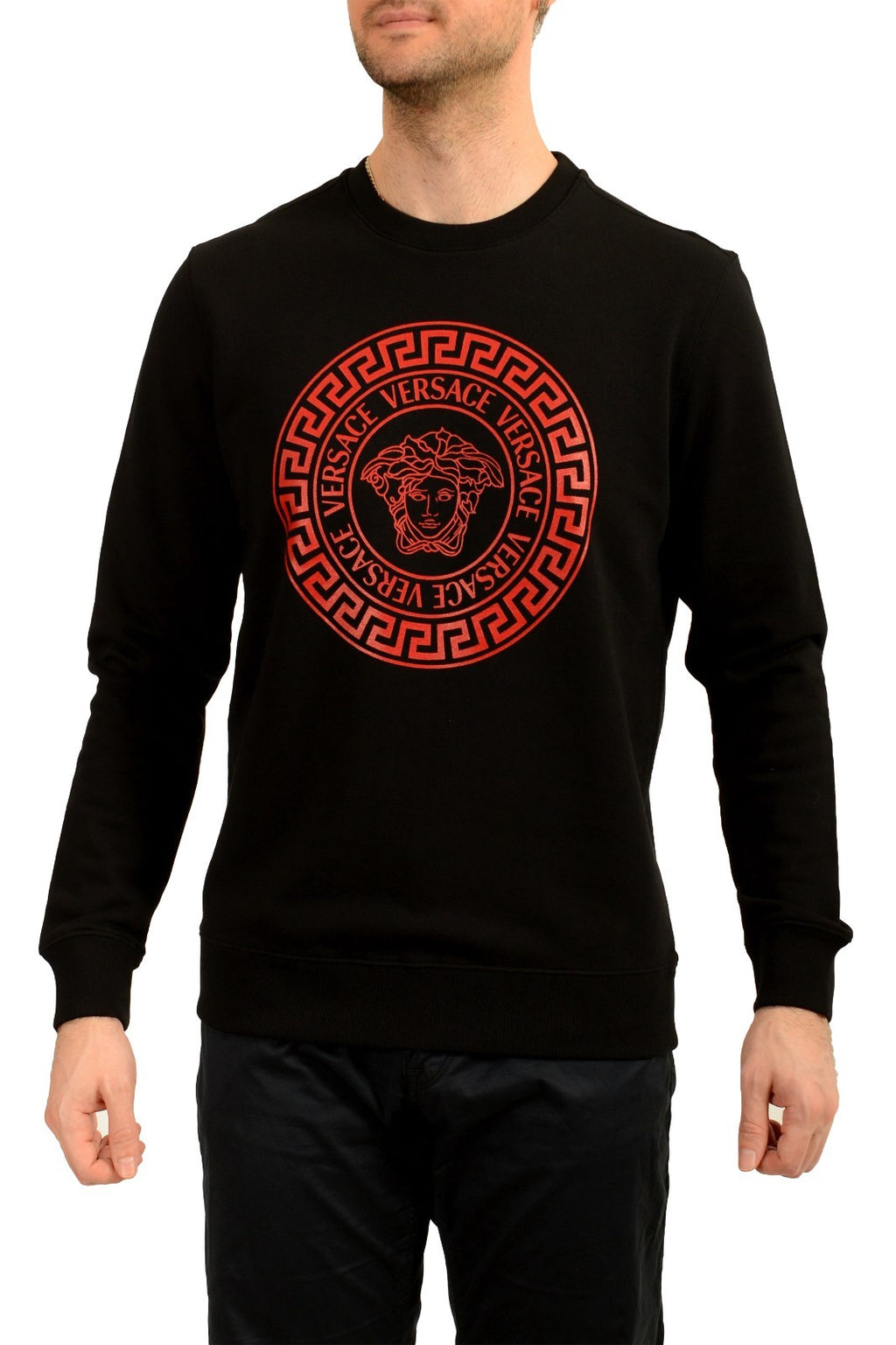Versace Men's Medusa Head Logo Print Crewneck Sweater Sweatshirt US
