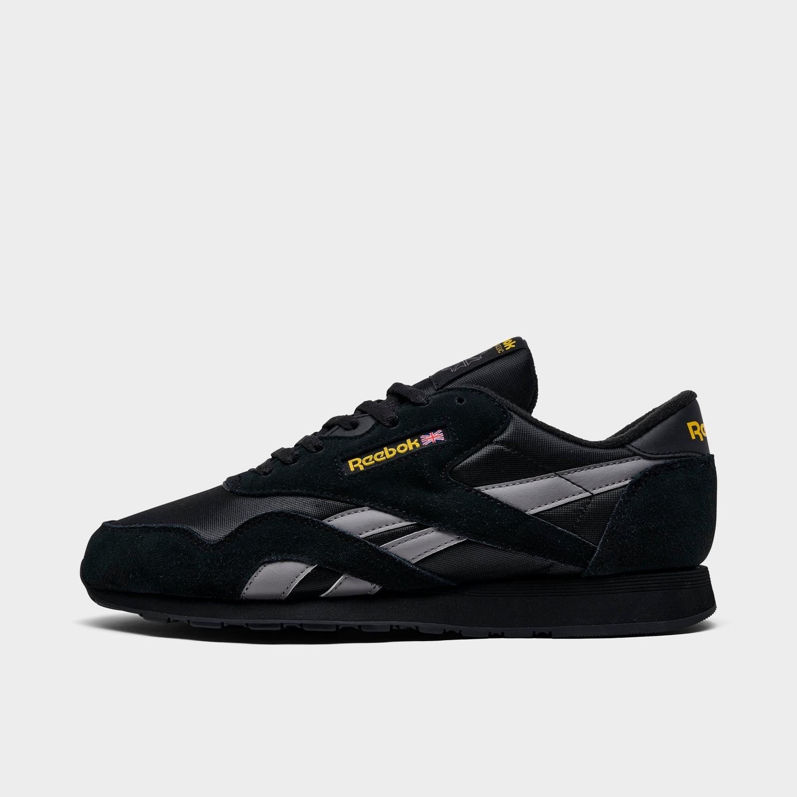 Reebok Classic Leather Classic Nylon  White Black Mens Shoes Sneakers Size 8-13