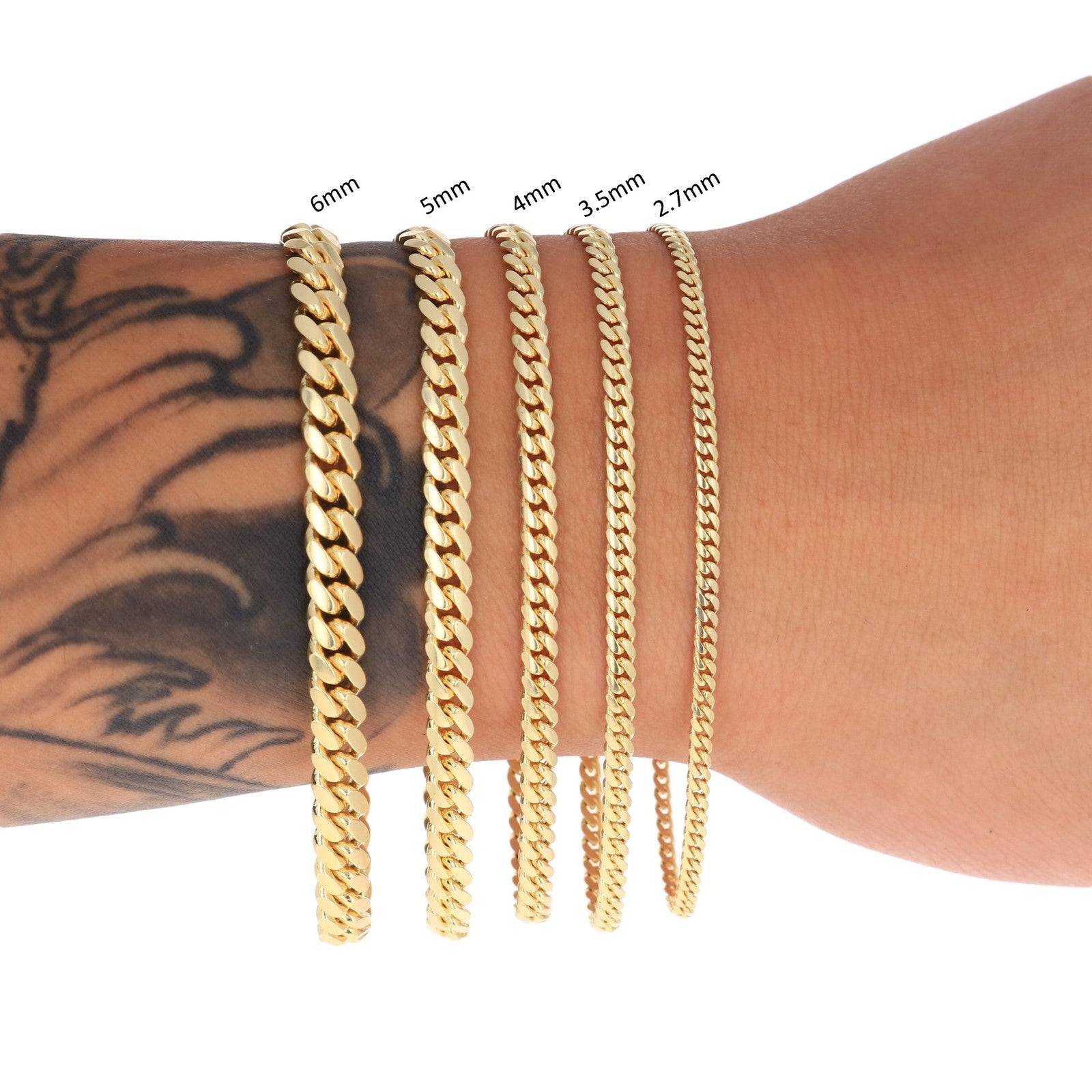 14K Yellow Gold Solid 2.7mm-11mm Miami Cuban Link Chain Necklace Bracelet 7"-30"