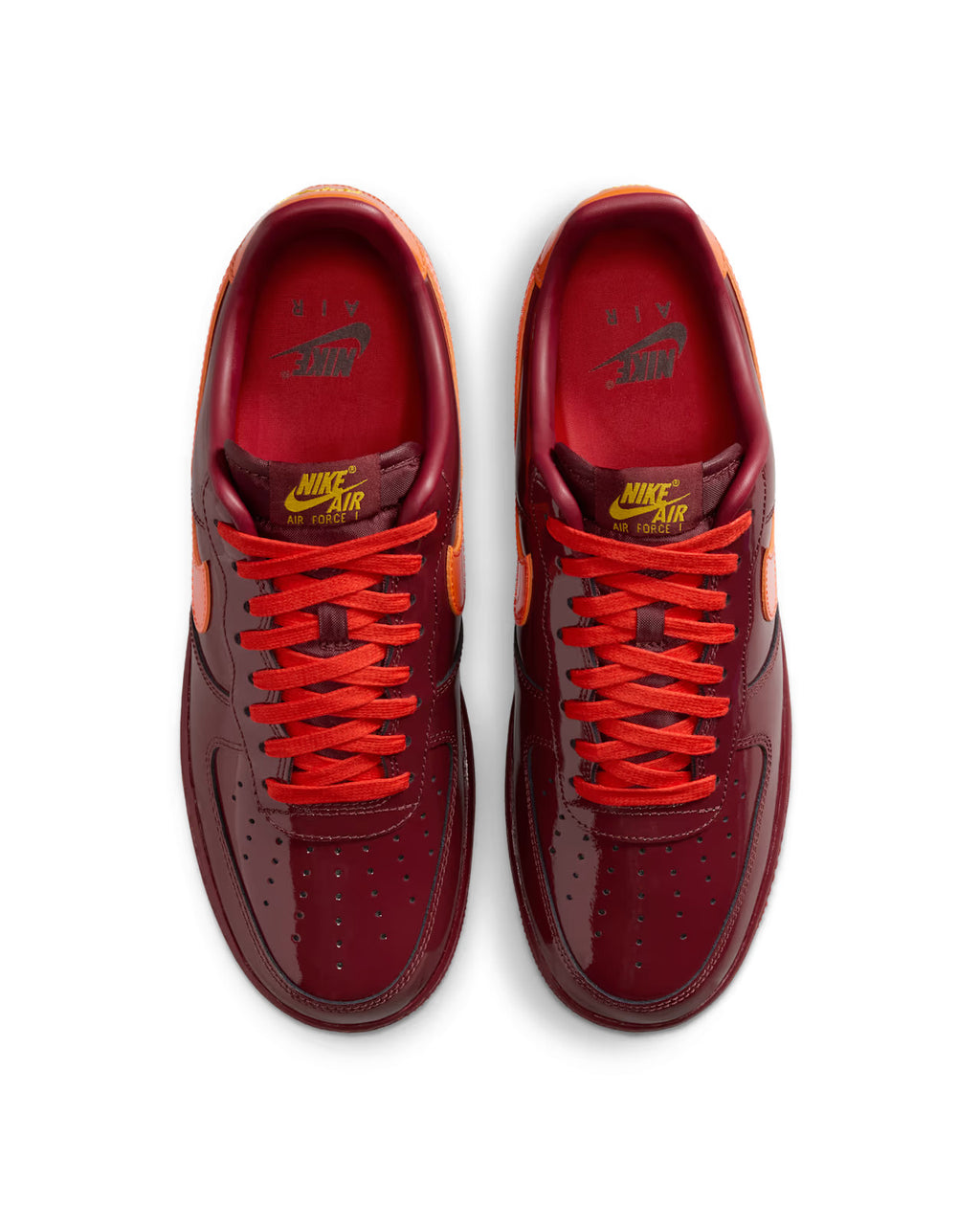 Nike Air Force 1 Low Patent Leather Team Red Orange IO4489-601 Men's Shoes NEW
