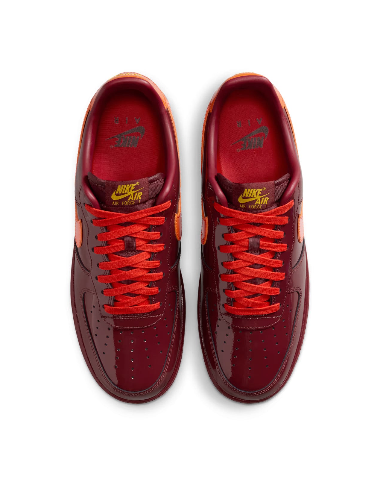 Nike Air Force 1 Low Patent Leather Team Red Orange IO4489-601 Men's Shoes NEW