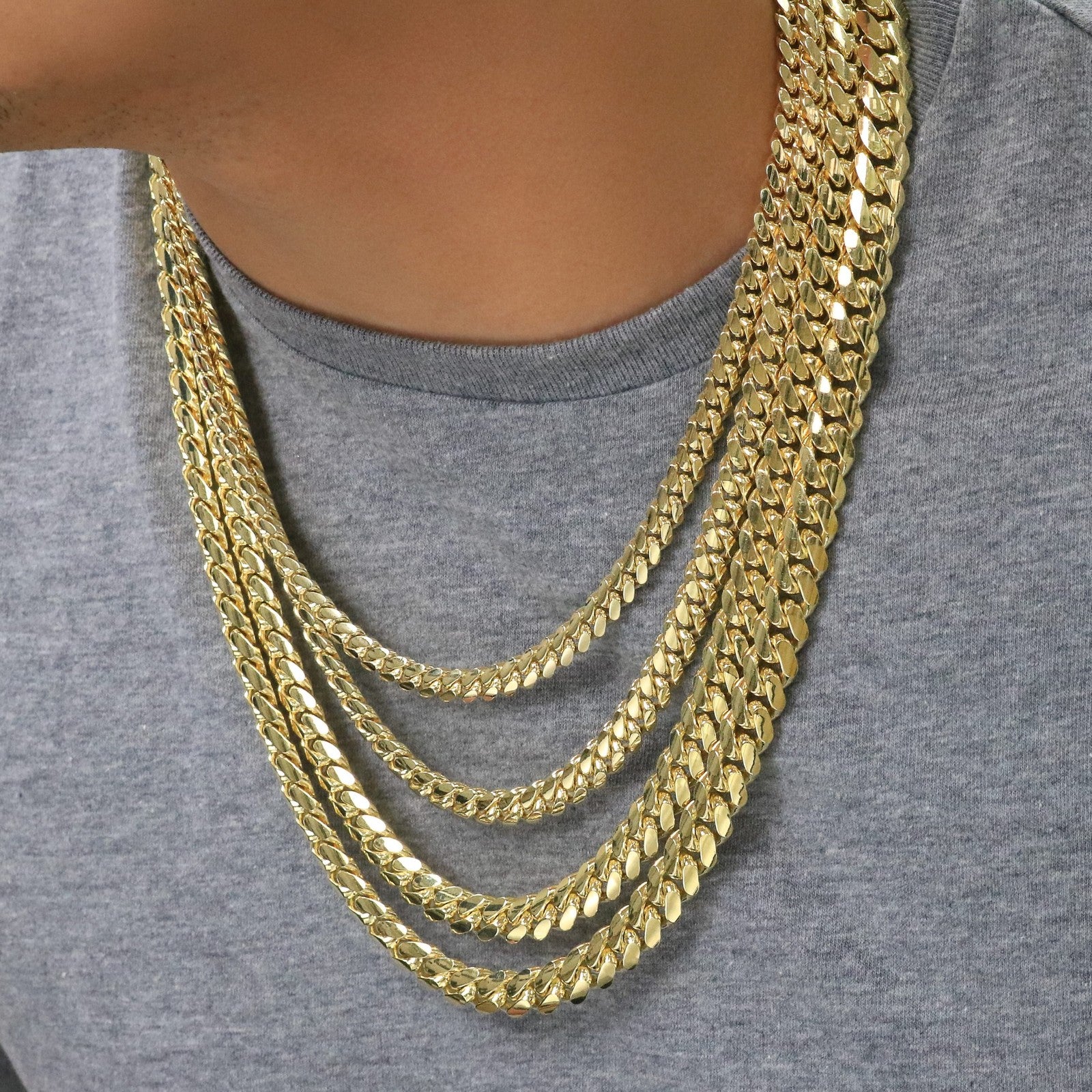 14K Yellow Gold Solid 2.7mm-11mm Miami Cuban Link Chain Necklace Bracelet 7"-30"