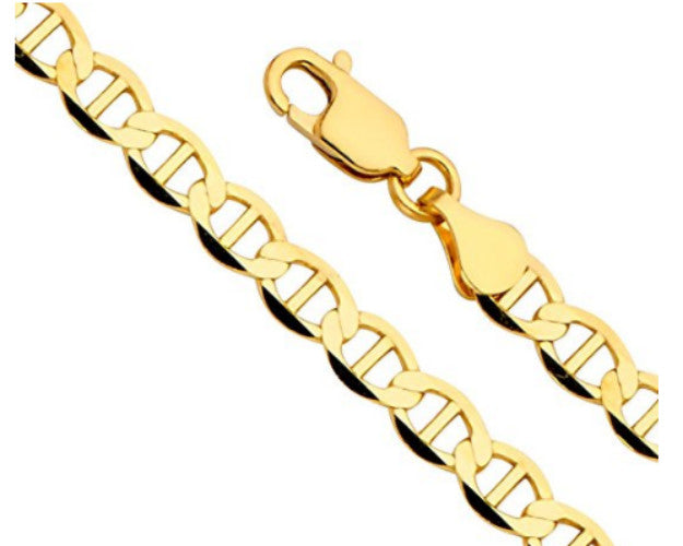 10kt Yellow Gold  men / Women Mariner Link Chain 3.2, 4.5 or 5.5mm