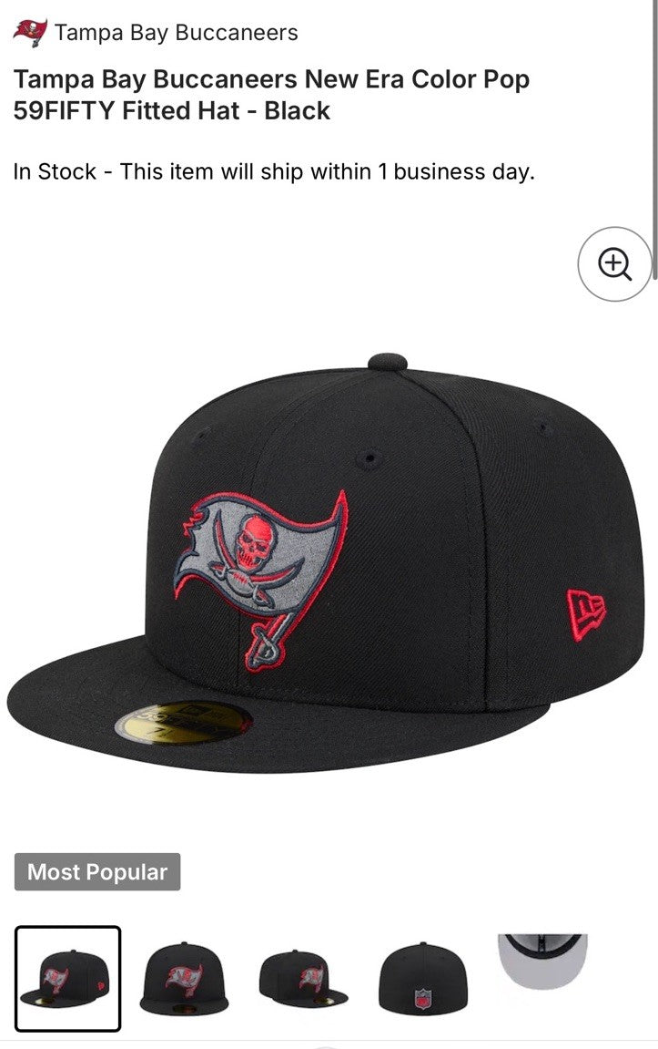 New Era Tampa Bay Buccaneers Color Pop Red & Black 59Fifty Size 7 1/4 🔥
