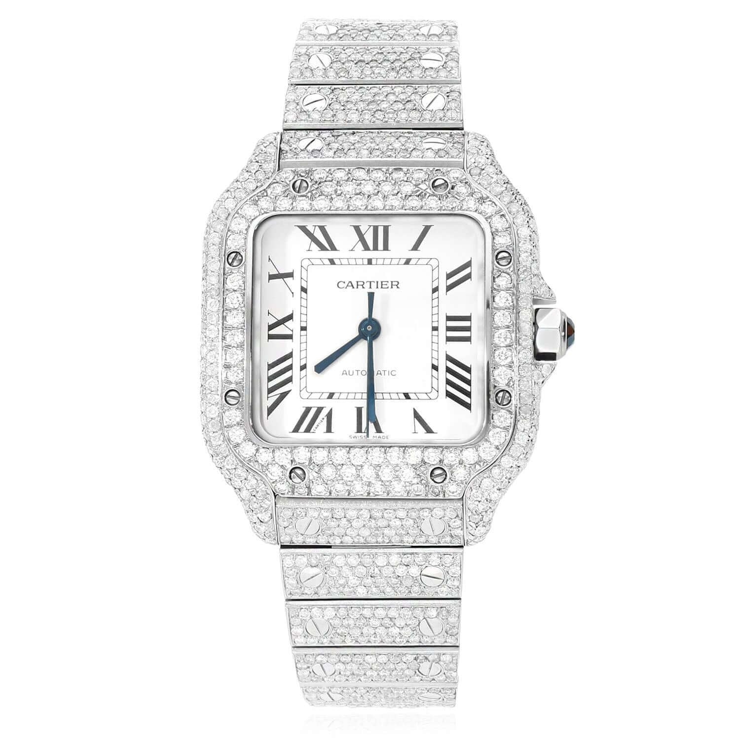 Cartier Santos WSSA0018 40mm Auto SS Watch 11.50CTW Diamond White Dial