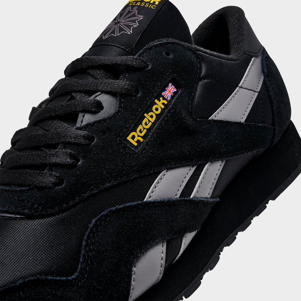 Reebok Classic Leather Classic Nylon  White Black Mens Shoes Sneakers Size 8-13