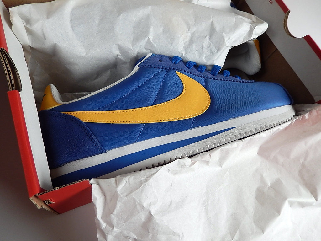 Nike Classic Cortez Nylon blue / yellow mens  golden state warriors shoes