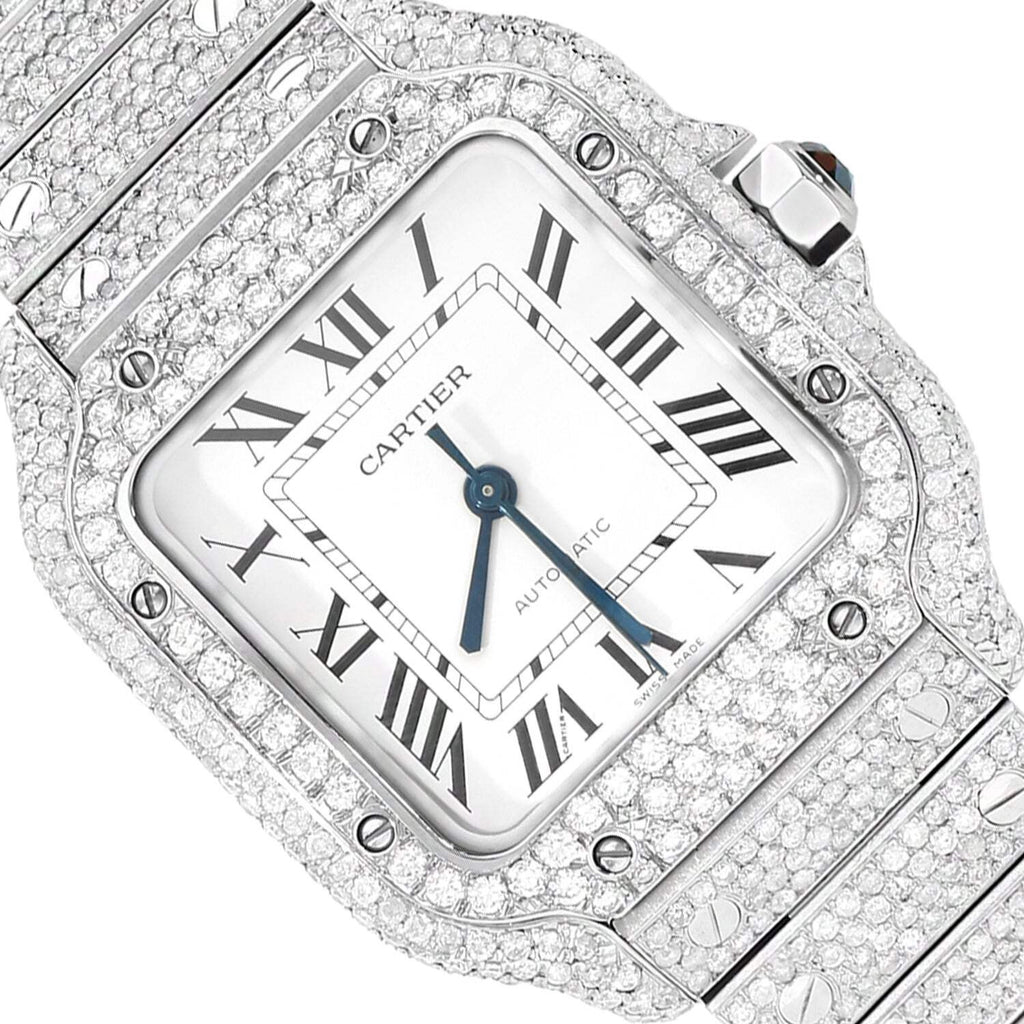Cartier Santos WSSA0018 40mm Auto SS Watch 11.50CTW Diamond White Dial