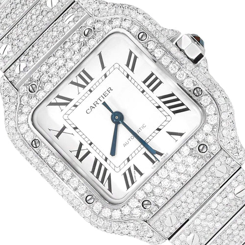 Cartier Santos WSSA0018 40mm Auto SS Watch 11.50CTW Diamond White Dial