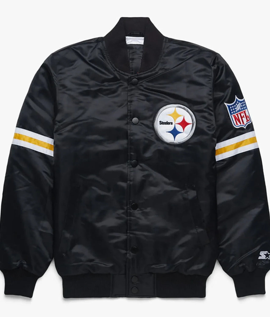Pittsburgh Steelers NFL Black Satin Jacket with FREE SHIPPING