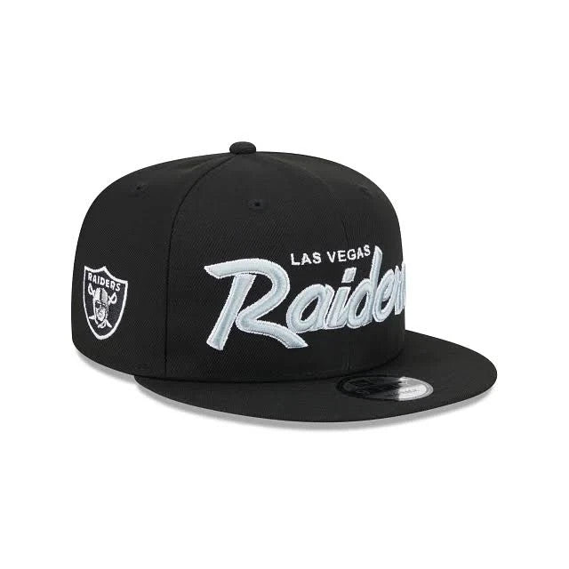 New Era Las Vegas Raiders 9FIFTY Main Script Snapback Hat Black