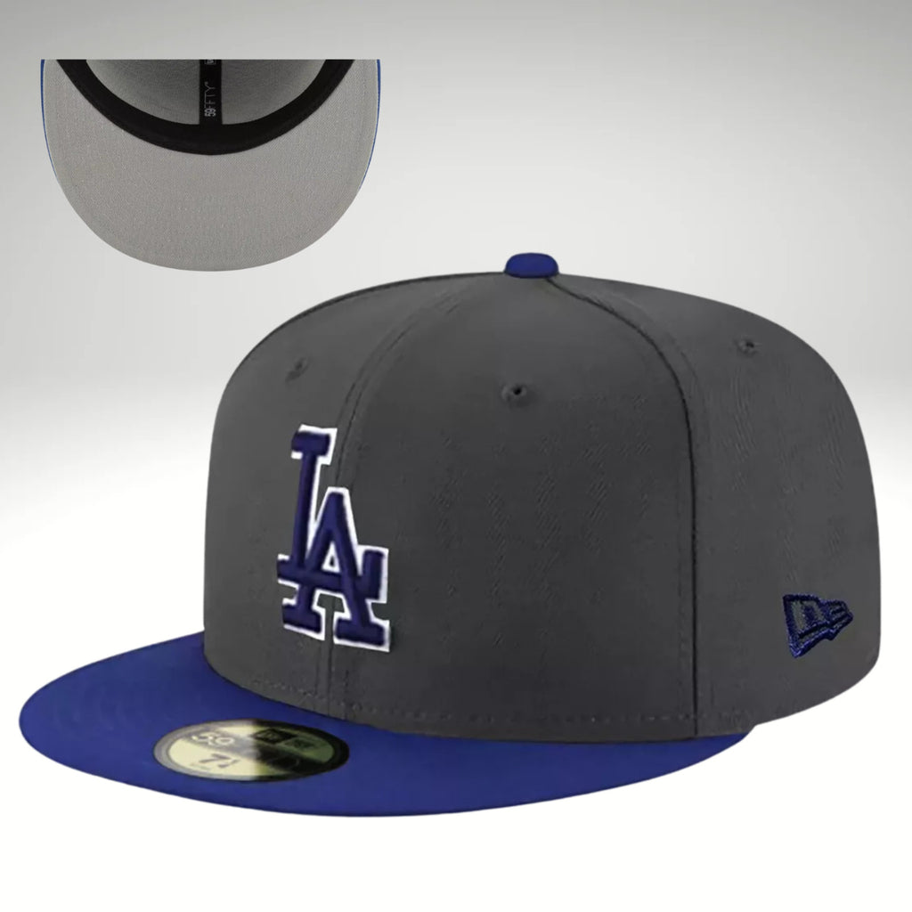 New Era 59FIFTY Los Angeles Dodgers Fitted Hat Dark Gray Blue Cap