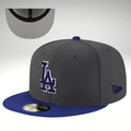 New Era 59FIFTY Los Angeles Dodgers Fitted Hat Dark Gray Blue Cap