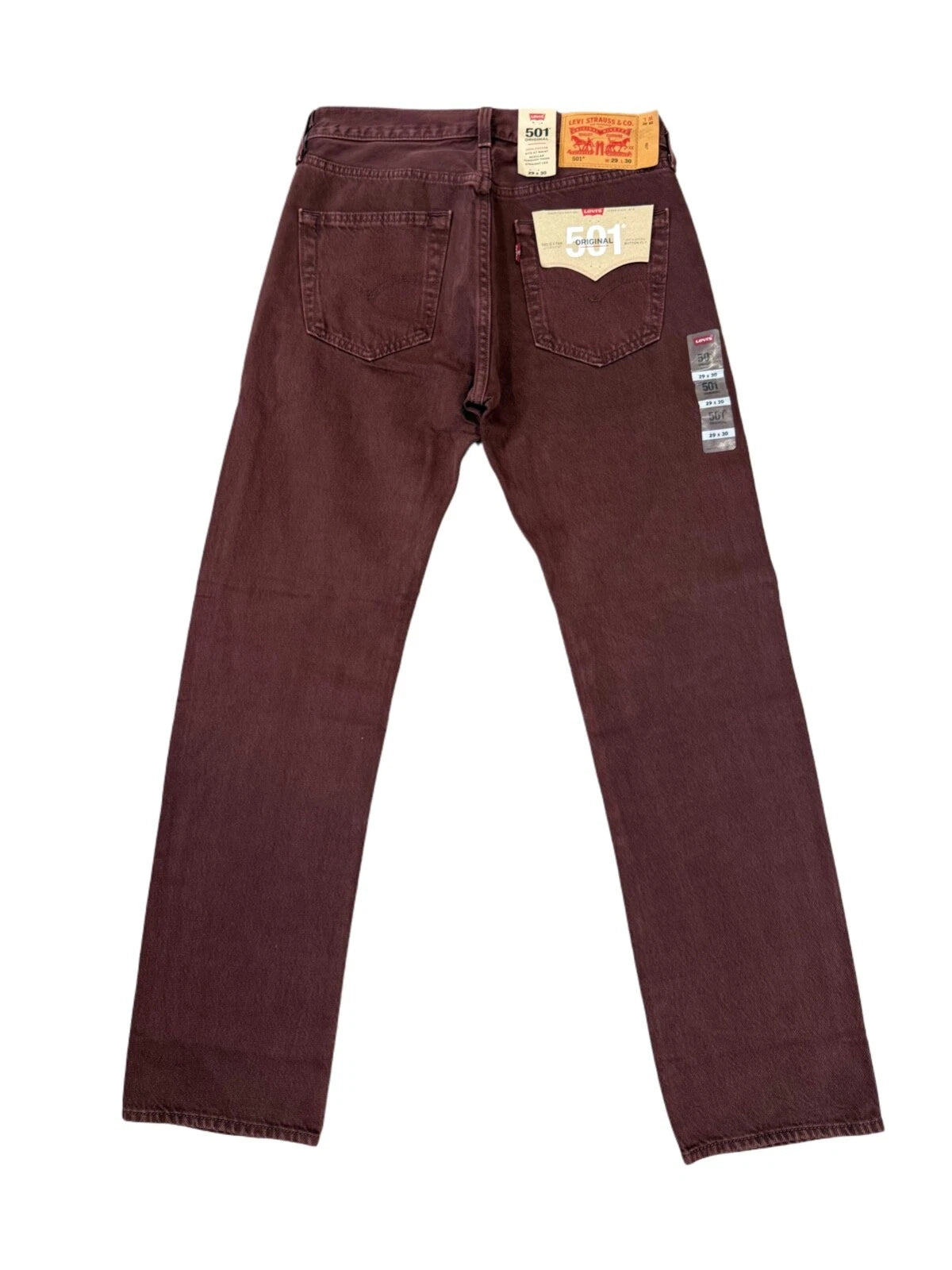 Levis 501 Jeans New Mens Original Button Fly Color Burgundy Maroon 005013218