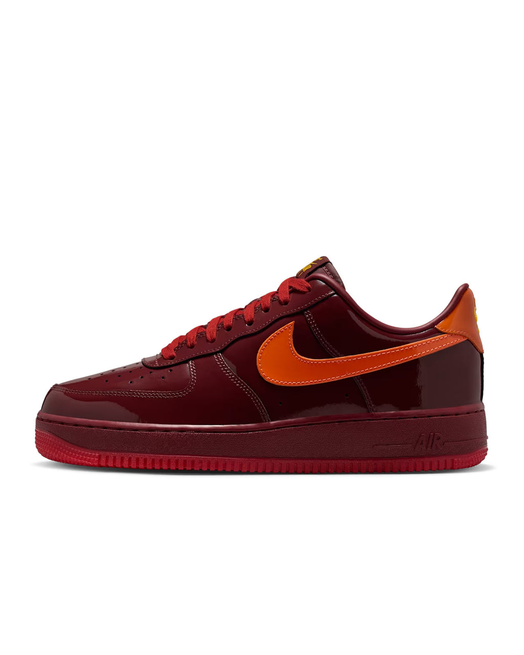 Nike Air Force 1 Low Patent Leather Team Red Orange IO4489-601 Men's Shoes NEW