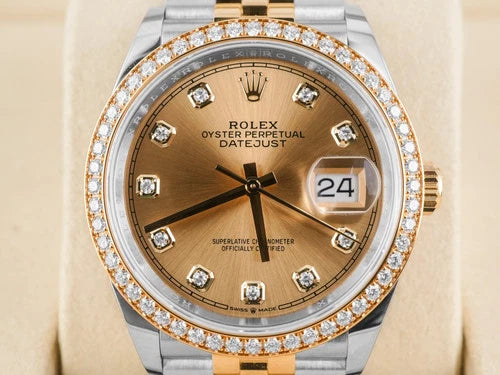 Rolex Datejust 36 126283RBR Champagne Dial Diamond Markers Brand New.
